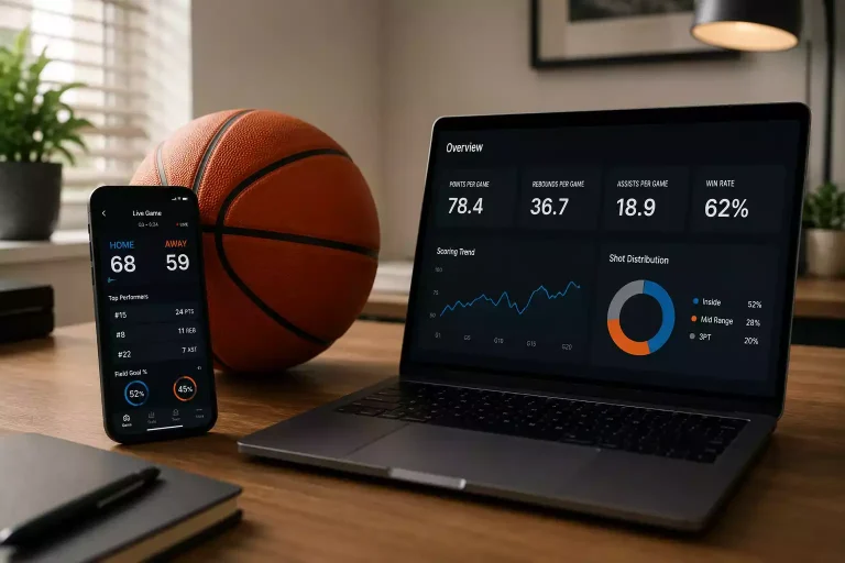 Side-by-side comparison of basketball betting on mobile phone and desktop computer