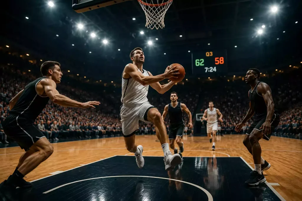 Live basketball in-play betting with real-time odds updating during an NBA game