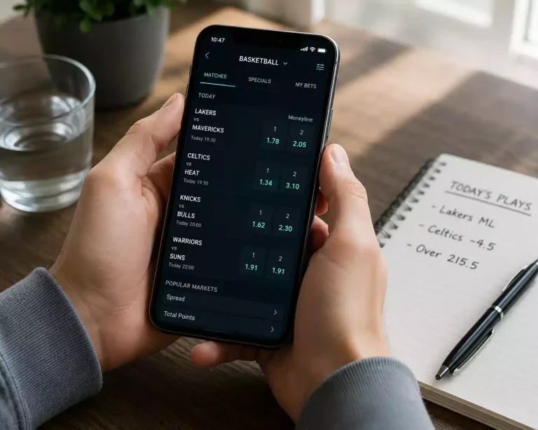 A beginner's guide to basketball betting in the UK showing odds display and bet slip