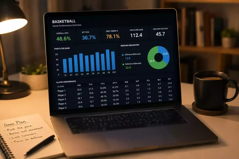 NBA player stats dashboard showing prop betting lines for points, rebounds, and assists